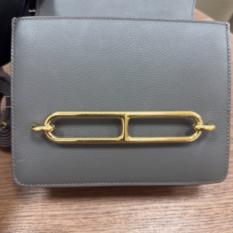 愛馬仕Hermes Roulis19 錫器灰金扣 Evercolor皮-10