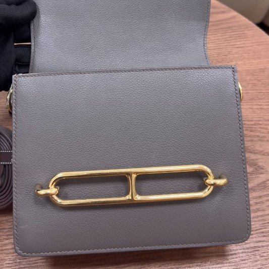愛馬仕Hermes Roulis19 錫器灰金扣 Evercolor皮-11