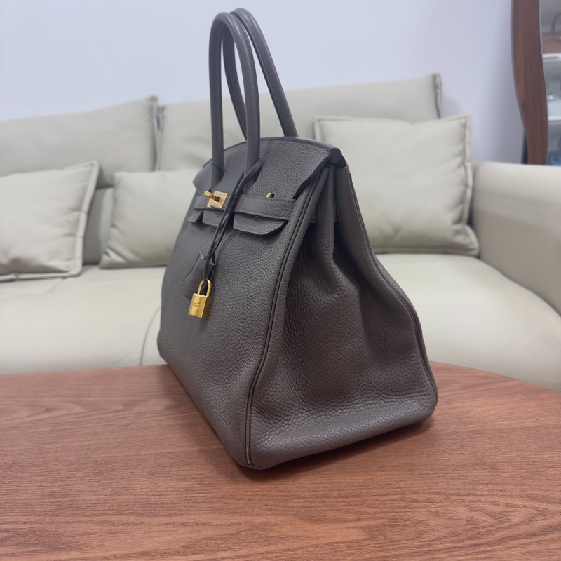 愛馬仕Hermes Birkin35 錫器灰金扣 Epsom皮 手提包-3