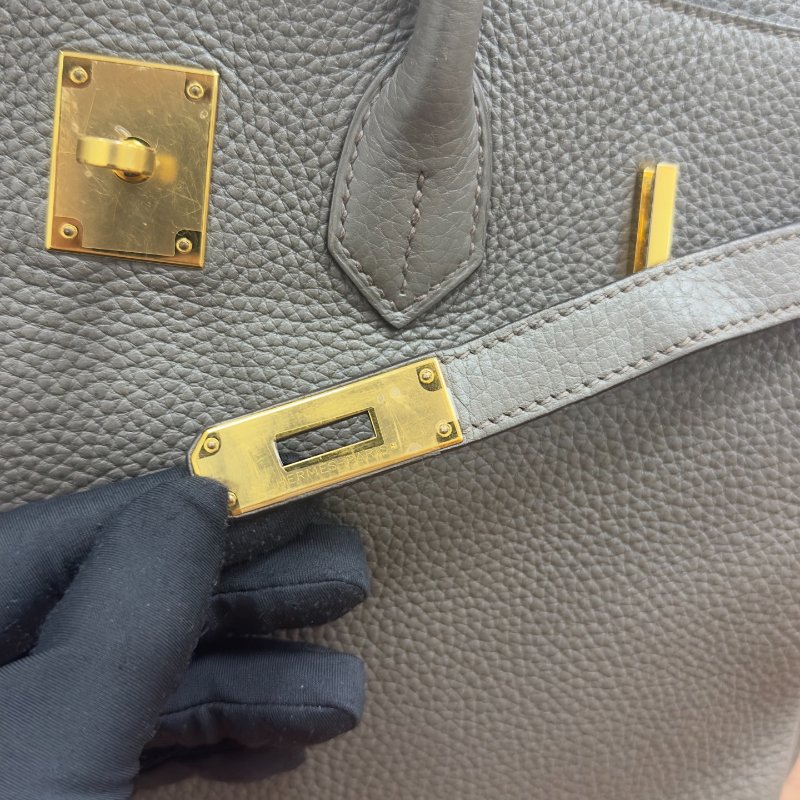 愛馬仕Hermes Birkin35 錫器灰金扣 Epsom皮 手提包-11
