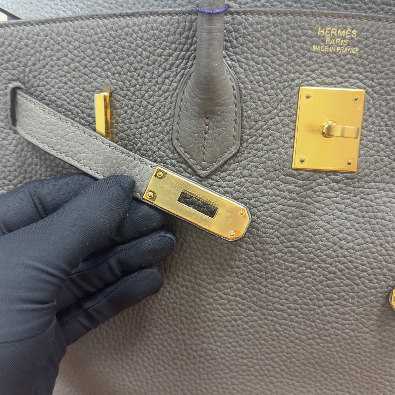 愛馬仕Hermes Birkin35 錫器灰金扣 Epsom皮 手提包-12