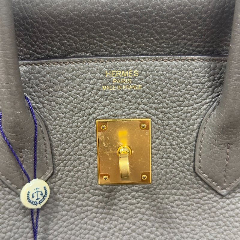 愛馬仕Hermes Birkin35 錫器灰金扣 Epsom皮 手提包-13