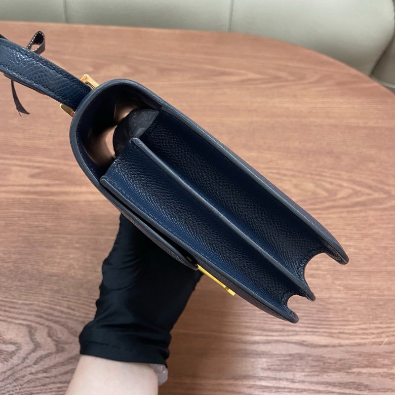 Hermes愛馬仕 康康19 午夜藍金扣 Epsom皮 肩背包-3