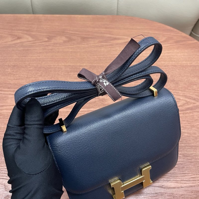 Hermes愛馬仕 康康19 午夜藍金扣 Epsom皮 肩背包-5