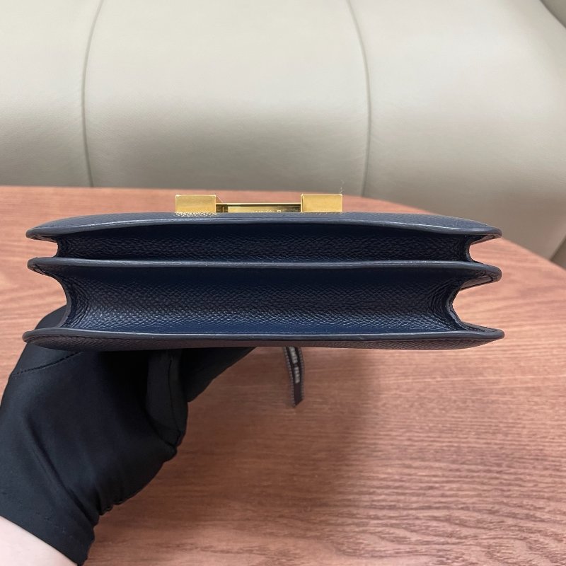 Hermes愛馬仕 康康19 午夜藍金扣 Epsom皮 肩背包-8