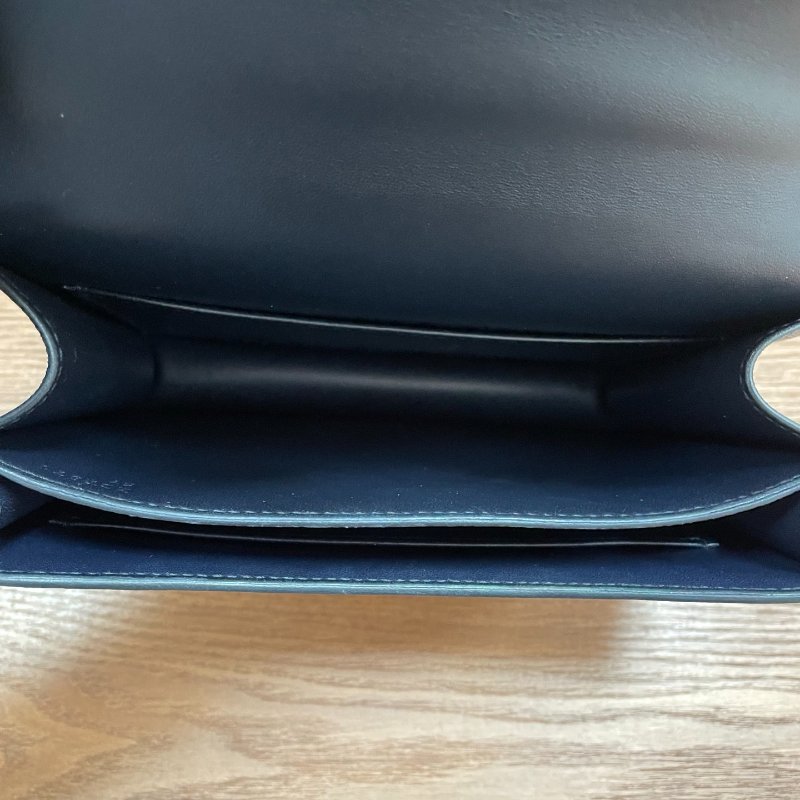 Hermes愛馬仕 康康19 午夜藍金扣 Epsom皮 肩背包-9