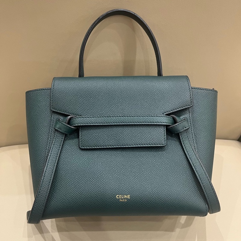 Celine賽琳墨綠色小號鯰魚包-0