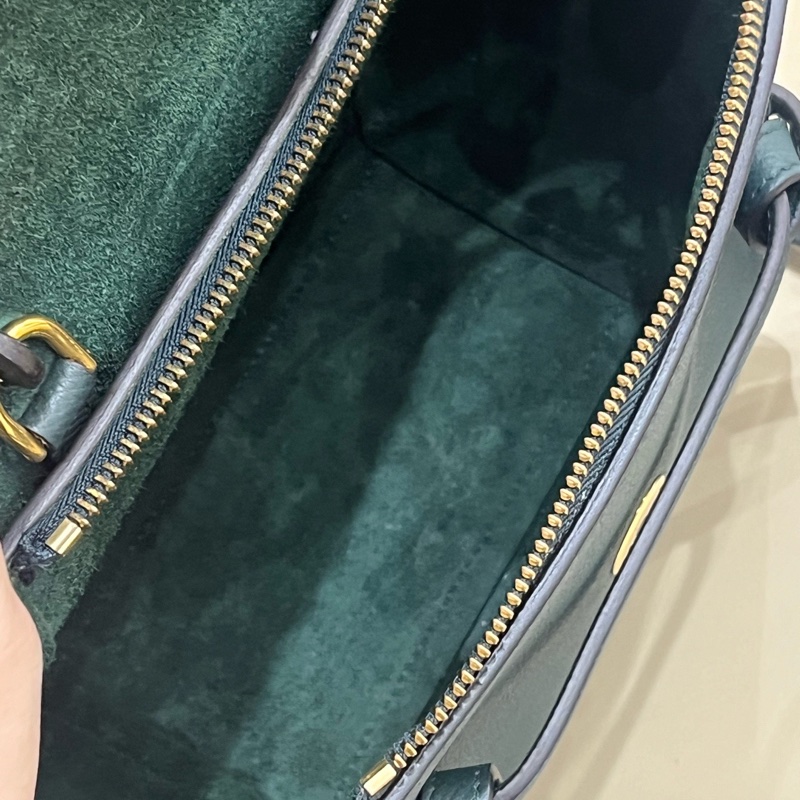 Celine賽琳墨綠色小號鯰魚包-6