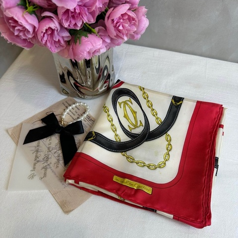 【赫蒂國際精品】 Cartier 卡蒂亞Must de Cartier 系列絲巾 vintage
