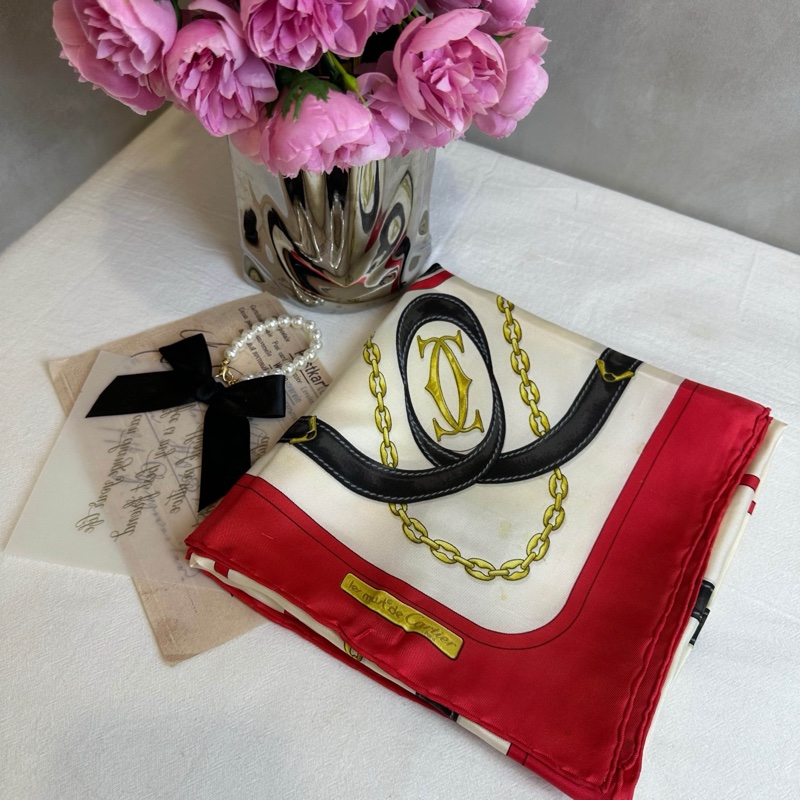【赫蒂國際精品】 Cartier 卡蒂亞Must de Cartier 系列絲巾 vintage-1