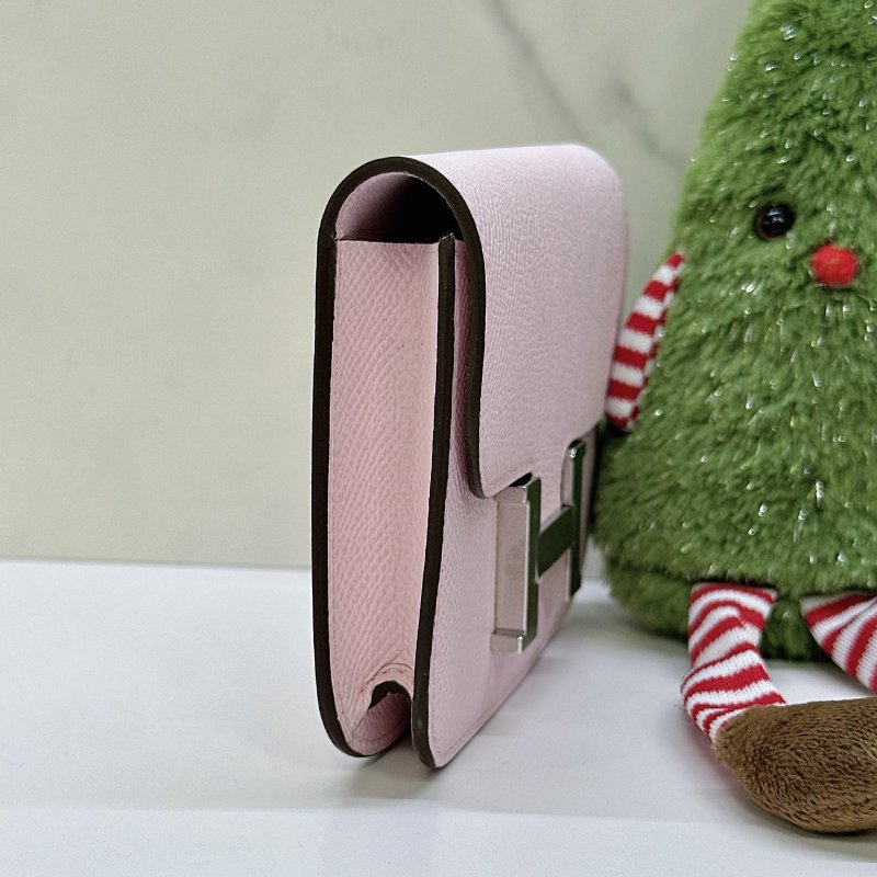 HERMES 全新Constance Slim戀愛粉銀扣康康錢包-3