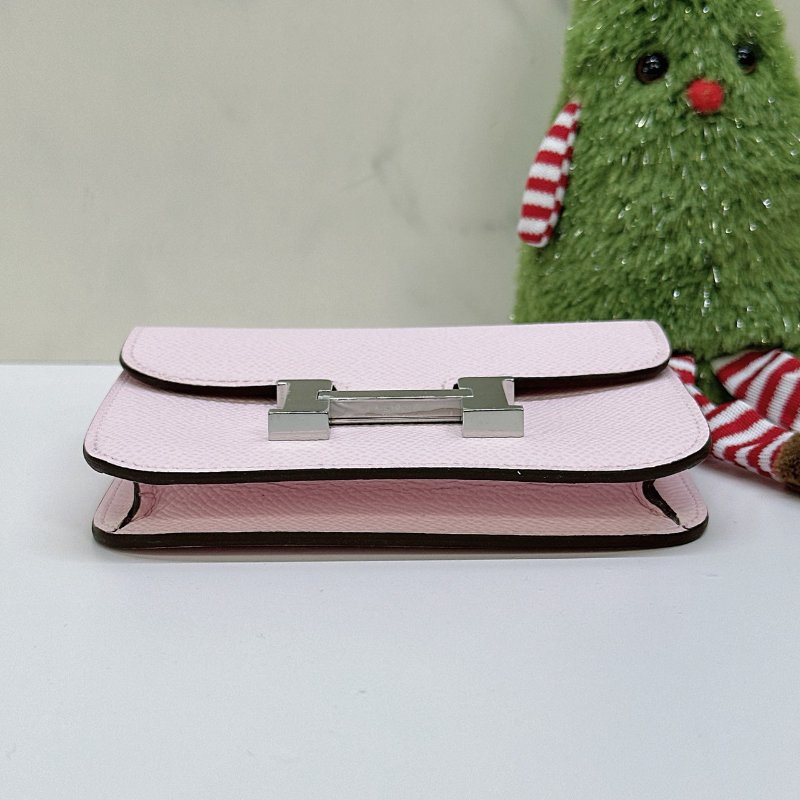 HERMES 全新Constance Slim戀愛粉銀扣康康錢包-6