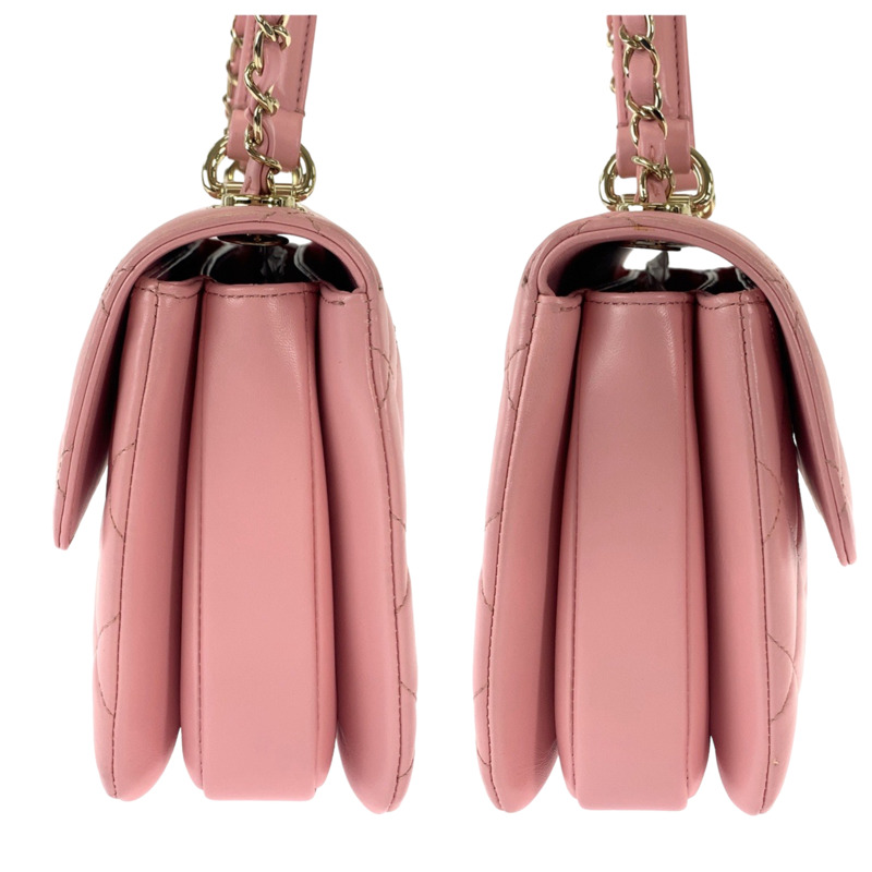 香奈兒 (CHANEL) Matelassé Coco Mark 旋扣式 Logo 飾片粉金色五金羊皮鏈條單肩包/手提包 兩用女士-7