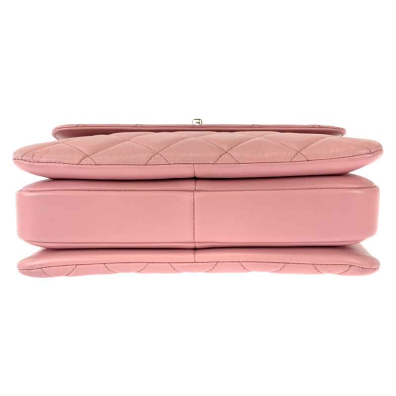 香奈兒 (CHANEL) Matelassé Coco Mark 旋扣式 Logo 飾片粉金色五金羊皮鏈條單肩包/手提包 兩用女士-9