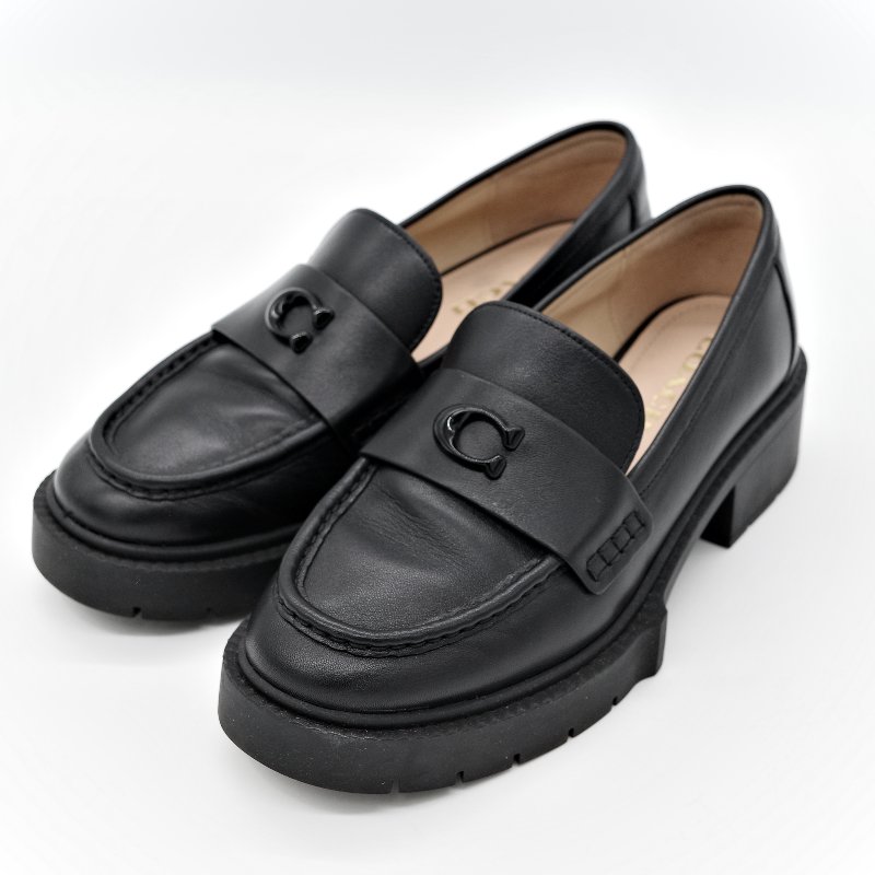 Coach 蔻馳 黑色 牛皮 霧面 Logo 樂福鞋 24.5cm EU38-2