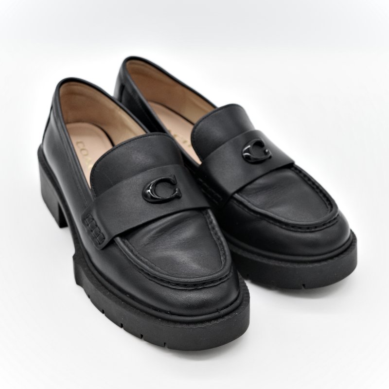 Coach 蔻馳 黑色 牛皮 霧面 Logo 樂福鞋 24.5cm EU38-3