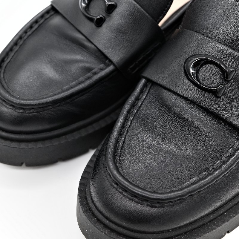 Coach 蔻馳 黑色 牛皮 霧面 Logo 樂福鞋 24.5cm EU38-11