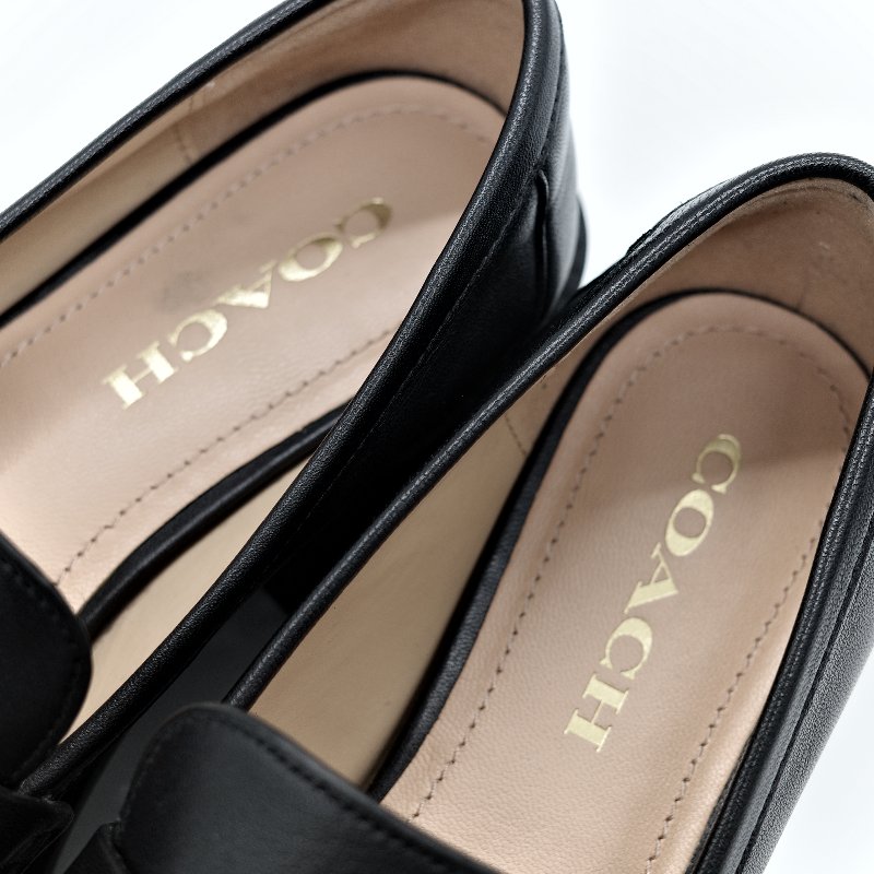 Coach 蔻馳 黑色 牛皮 霧面 Logo 樂福鞋 24.5cm EU38-22