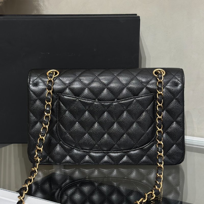 CHANEL 經典口蓋包 CF25 - 粒面牛皮黑金21開-3