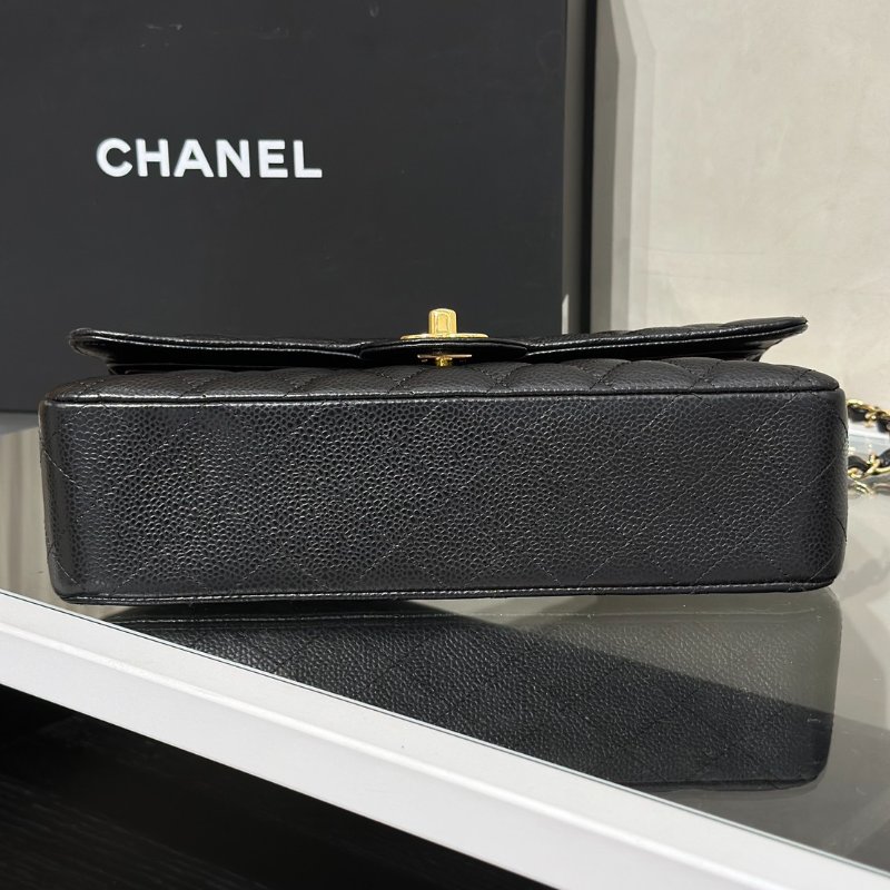 CHANEL 經典口蓋包 CF25 - 粒面牛皮黑金21開-4