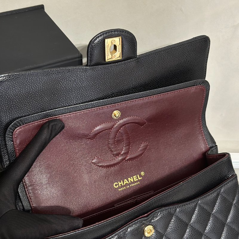 CHANEL 經典口蓋包 CF25 - 粒面牛皮黑金21開-6