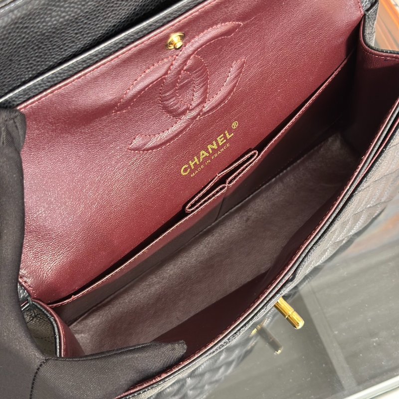 CHANEL 經典口蓋包 CF25 - 粒面牛皮黑金21開-7