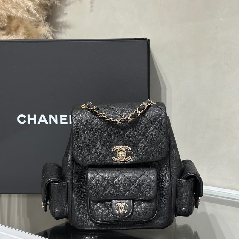CHANEL Duma炸藥後背包 - 小號黑金-0
