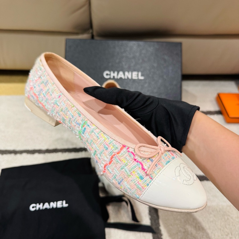Chanel 香奈兒 Ballet flats 粉色毛呢芭蕾舞鞋/淑女鞋/38.5號/95新美品-2