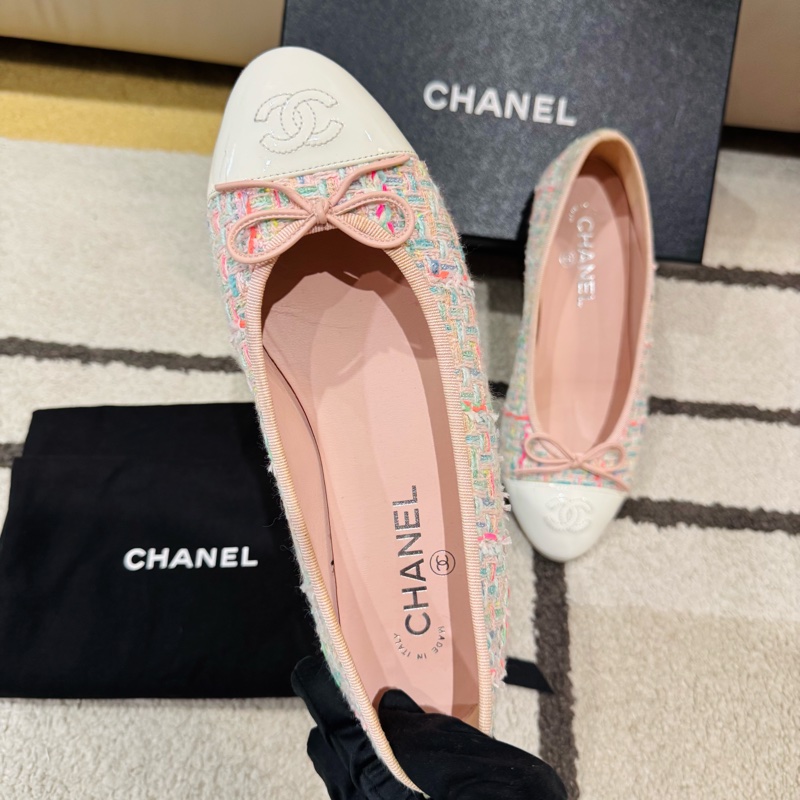 Chanel 香奈兒 Ballet flats 粉色毛呢芭蕾舞鞋/淑女鞋/38.5號/95新美品-4