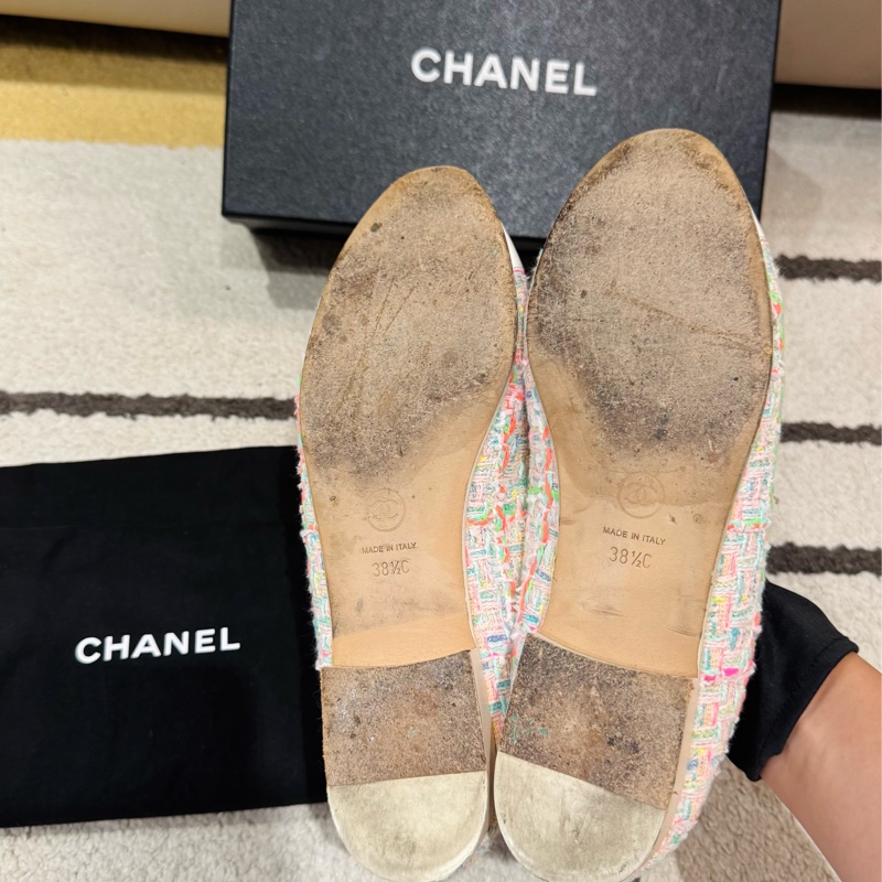 Chanel 香奈兒 Ballet flats 粉色毛呢芭蕾舞鞋/淑女鞋/38.5號/95新美品-7
