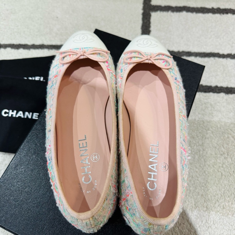 Chanel 香奈兒 Ballet flats 粉色毛呢芭蕾舞鞋/淑女鞋/38.5號/95新美品-8