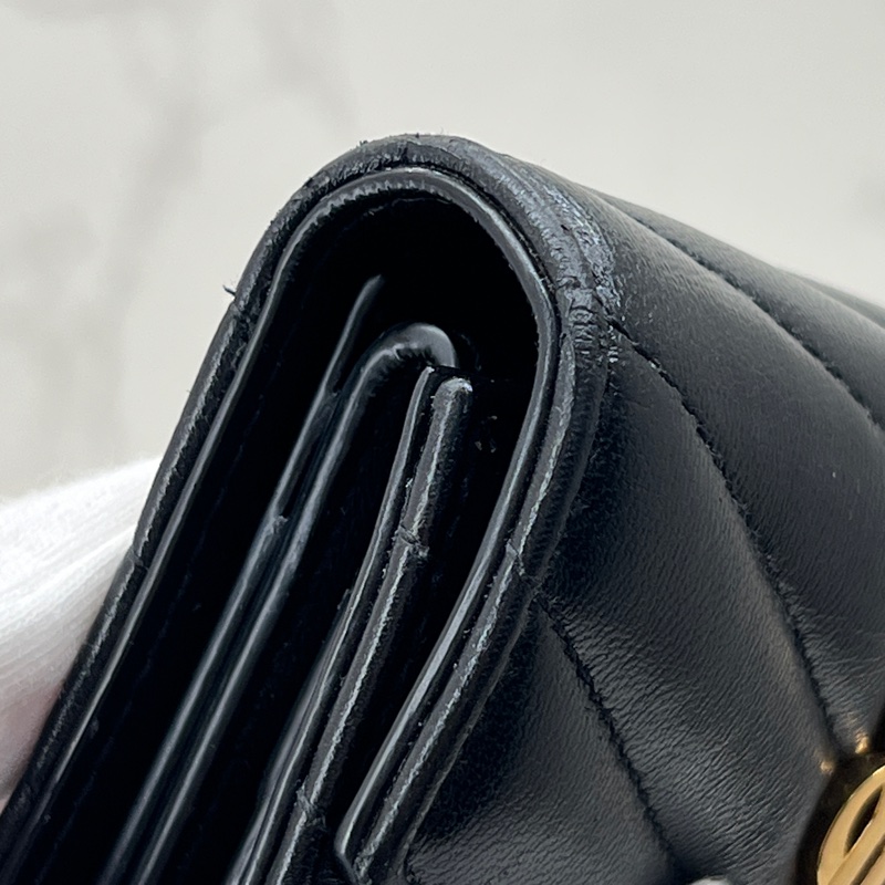 香緹國際精品 947 YSL 黑金羊皮短夾-3