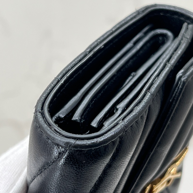 香緹國際精品 947 YSL 黑金羊皮短夾-4