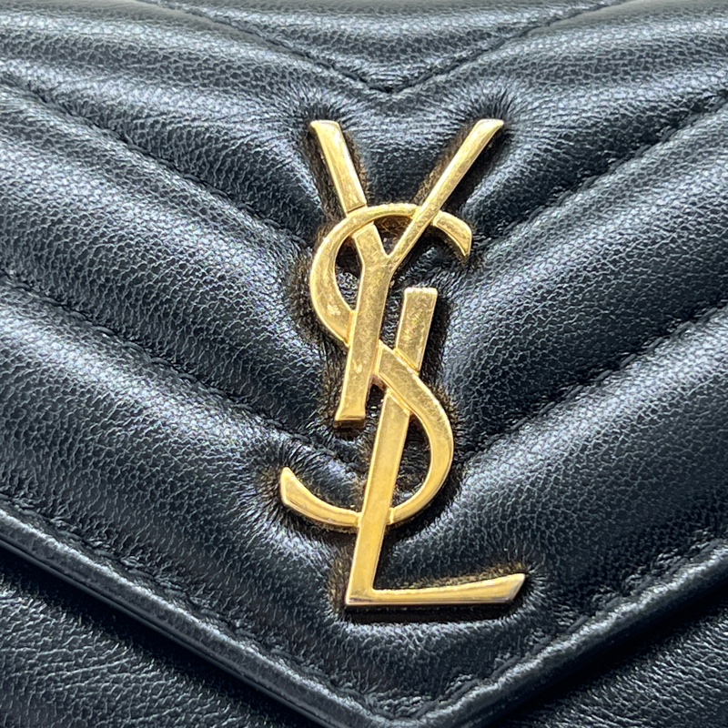 香緹國際精品 947 YSL 黑金羊皮短夾-5