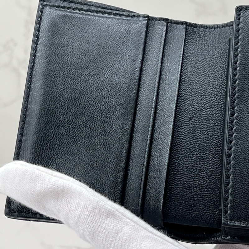 香緹國際精品 947 YSL 黑金羊皮短夾-7