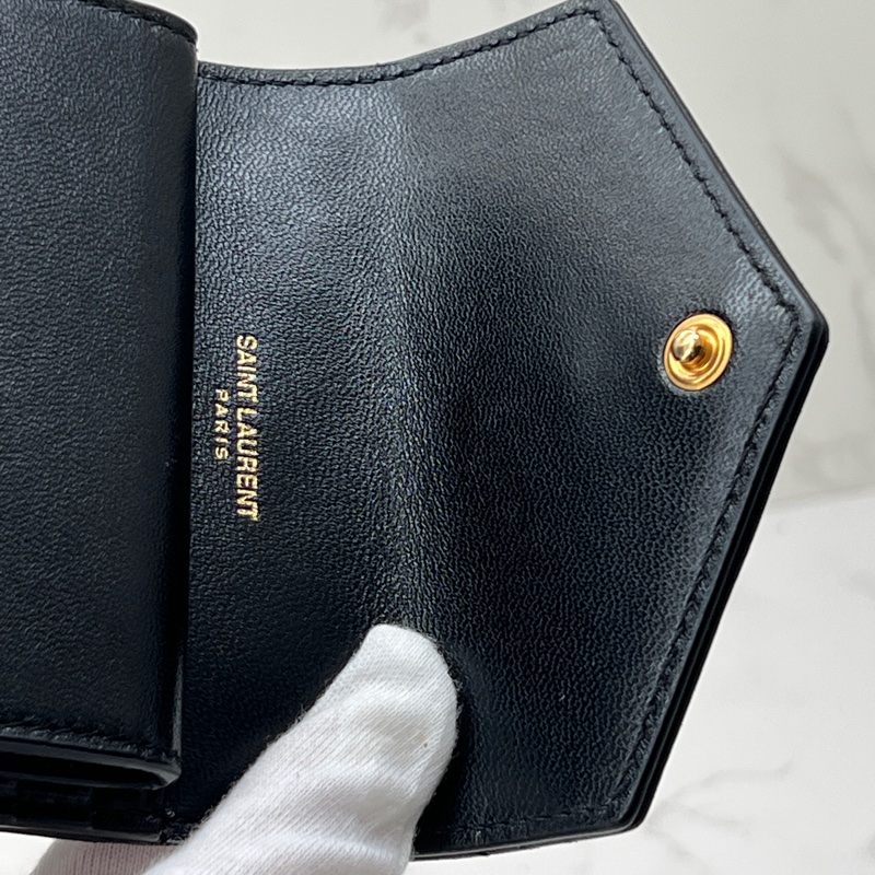 香緹國際精品 947 YSL 黑金羊皮短夾-9