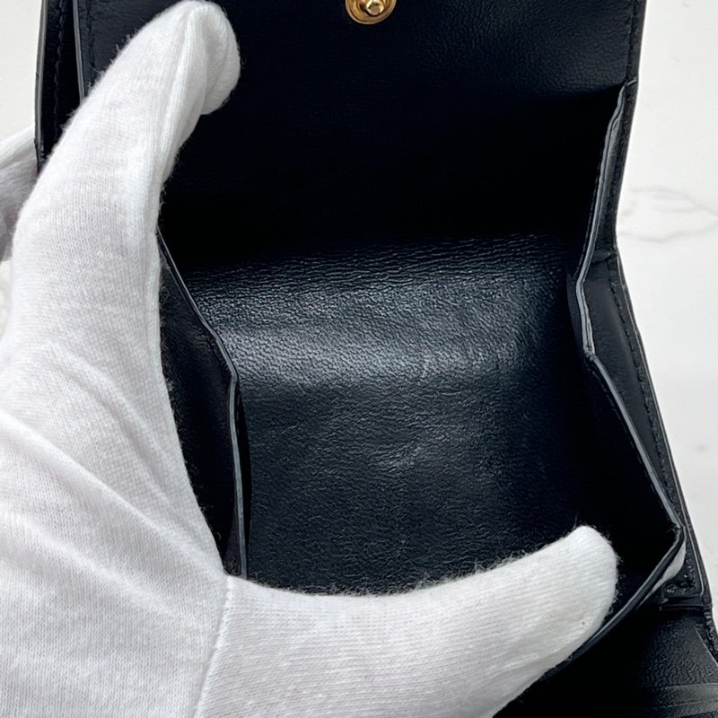 香緹國際精品 947 YSL 黑金羊皮短夾-10