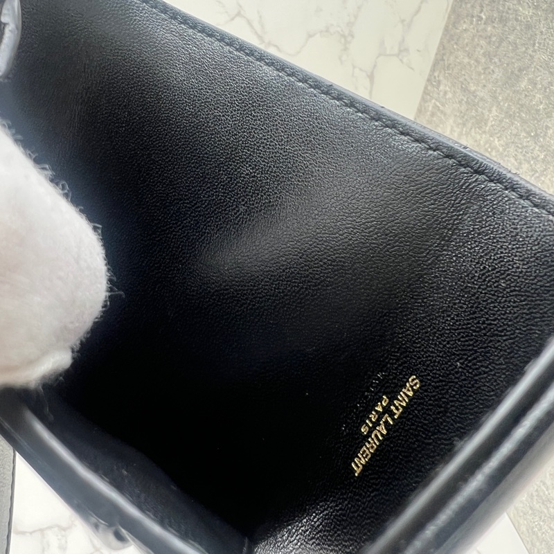 香緹國際精品 947 YSL 黑金羊皮短夾-11