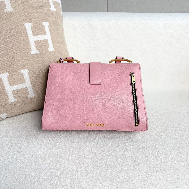 MiuMiu 風琴郵差包 粉色 牛皮 28*20*9 98新配件塵袋-4