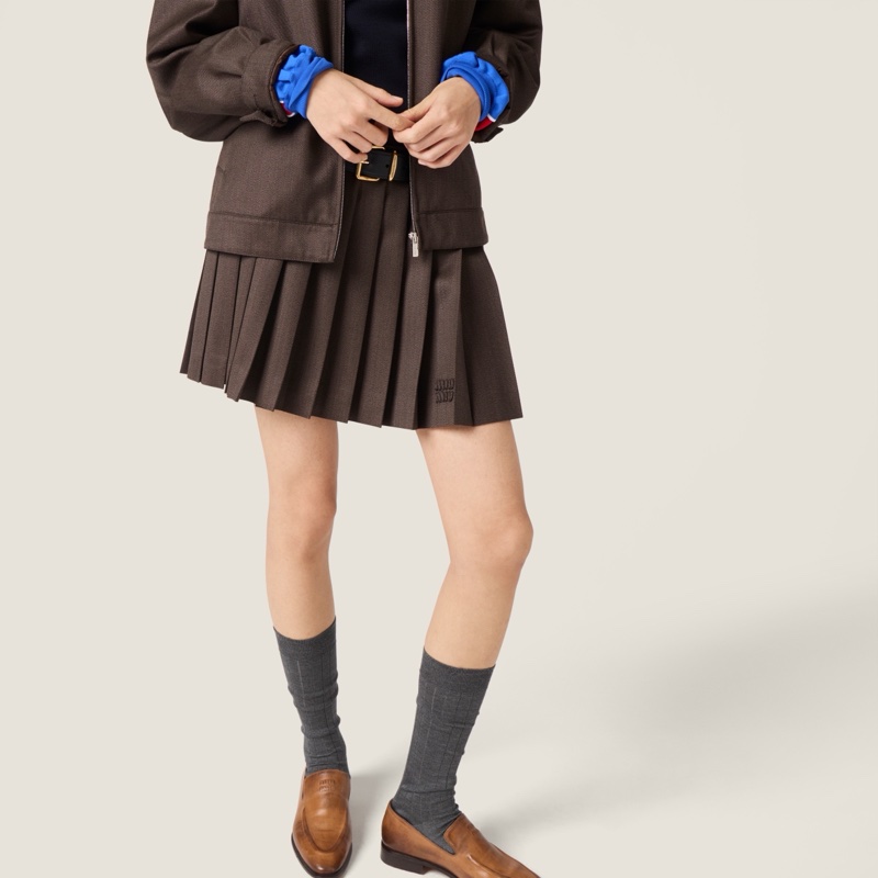 Miu Miu 女士 褶襇罩布迷你裙IT-36 IT-38 IT-40 IT-42 IT-44碼-1