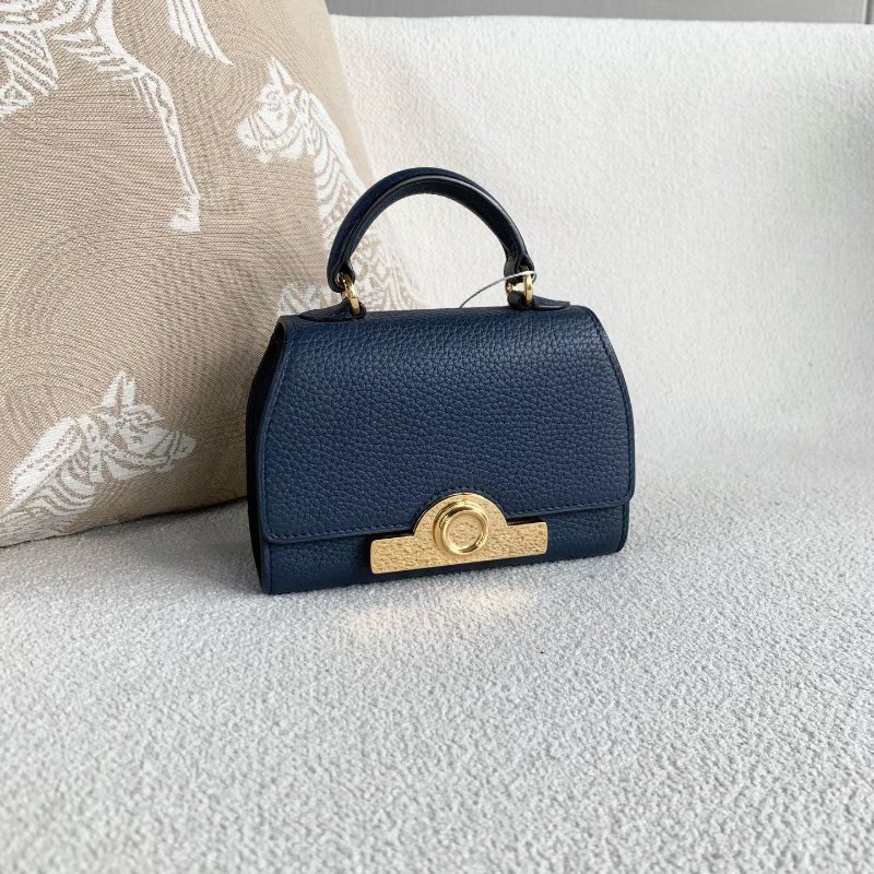 MOYNAT rejan mini 手提肩背斜背包 藍色金扣 荔枝皮 14*5*10 98新配件肩帶塵袋-3