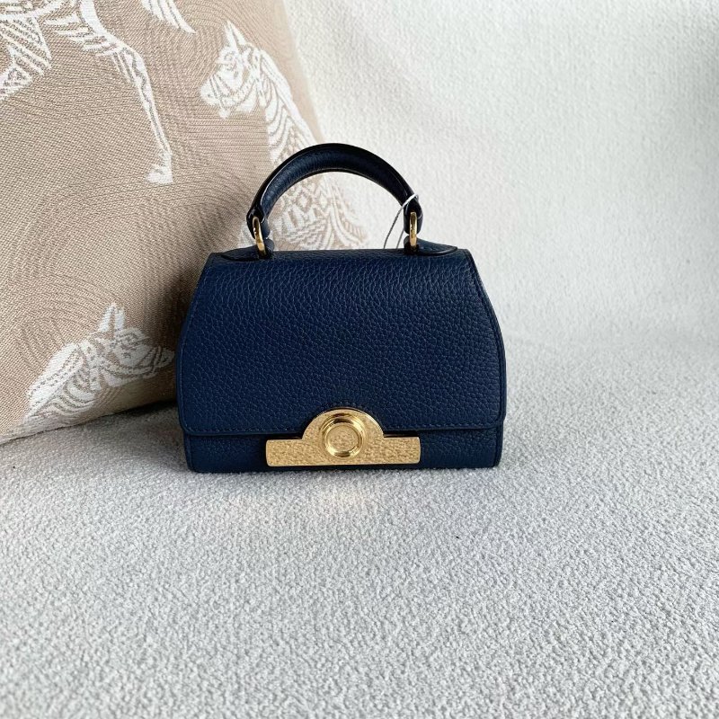 MOYNAT rejan mini 手提肩背斜背包 藍色金扣 荔枝皮 14*5*10 98新配件肩帶塵袋-5