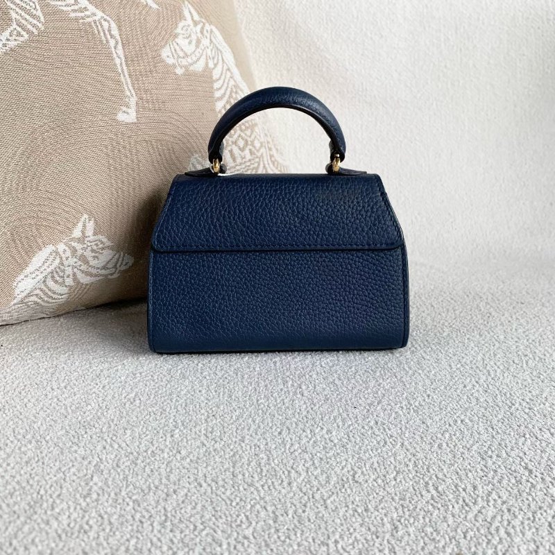 MOYNAT rejan mini 手提肩背斜背包 藍色金扣 荔枝皮 14*5*10 98新配件肩帶塵袋-6