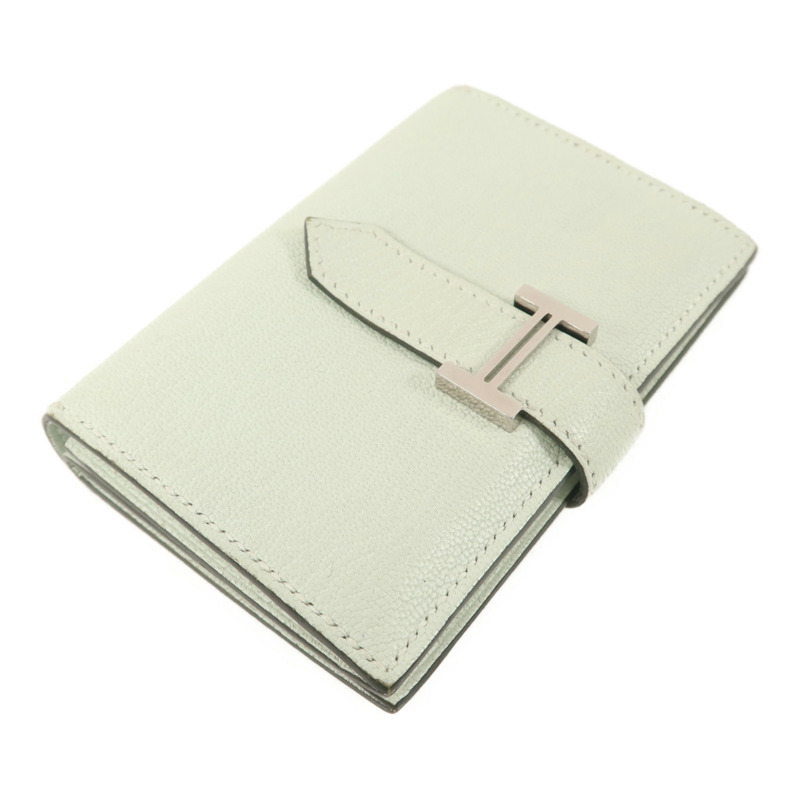 HERMES Chevre皮革Bearn Mini Wallet錢包Vert Peppermint-2