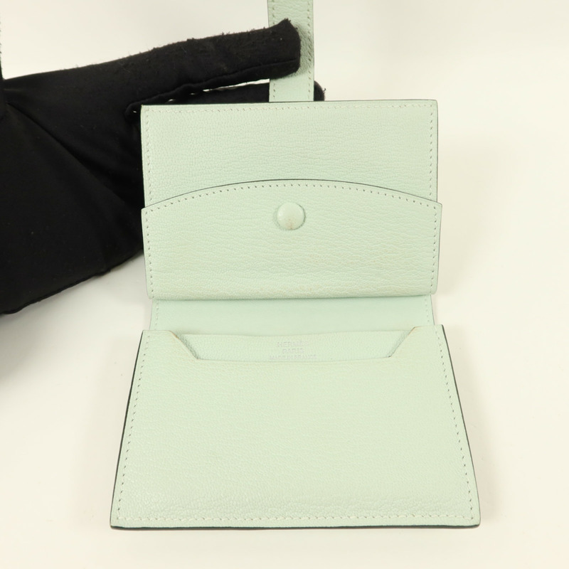 HERMES Chevre皮革Bearn Mini Wallet錢包Vert Peppermint-4