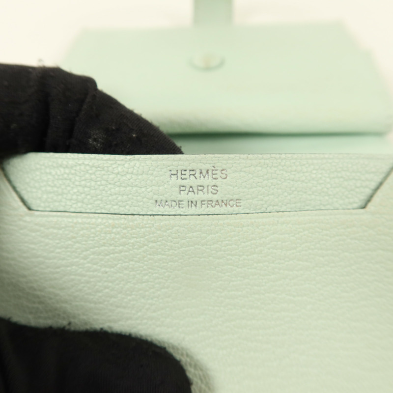 HERMES Chevre皮革Bearn Mini Wallet錢包Vert Peppermint-5