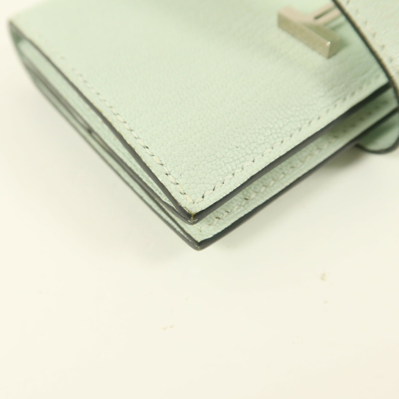 HERMES Chevre皮革Bearn Mini Wallet錢包Vert Peppermint-10