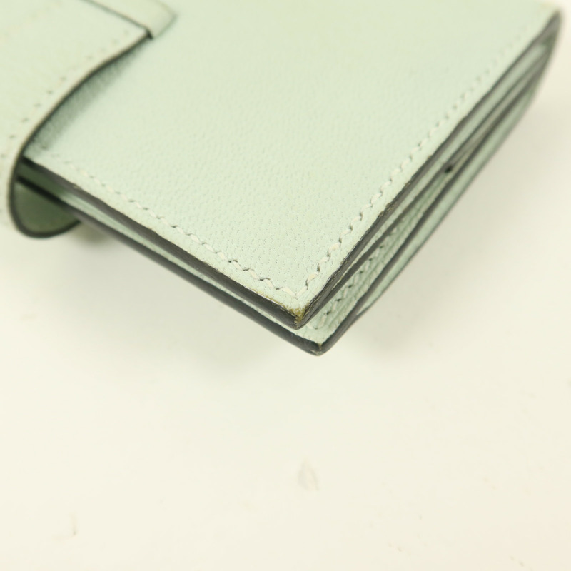 HERMES Chevre皮革Bearn Mini Wallet錢包Vert Peppermint-11