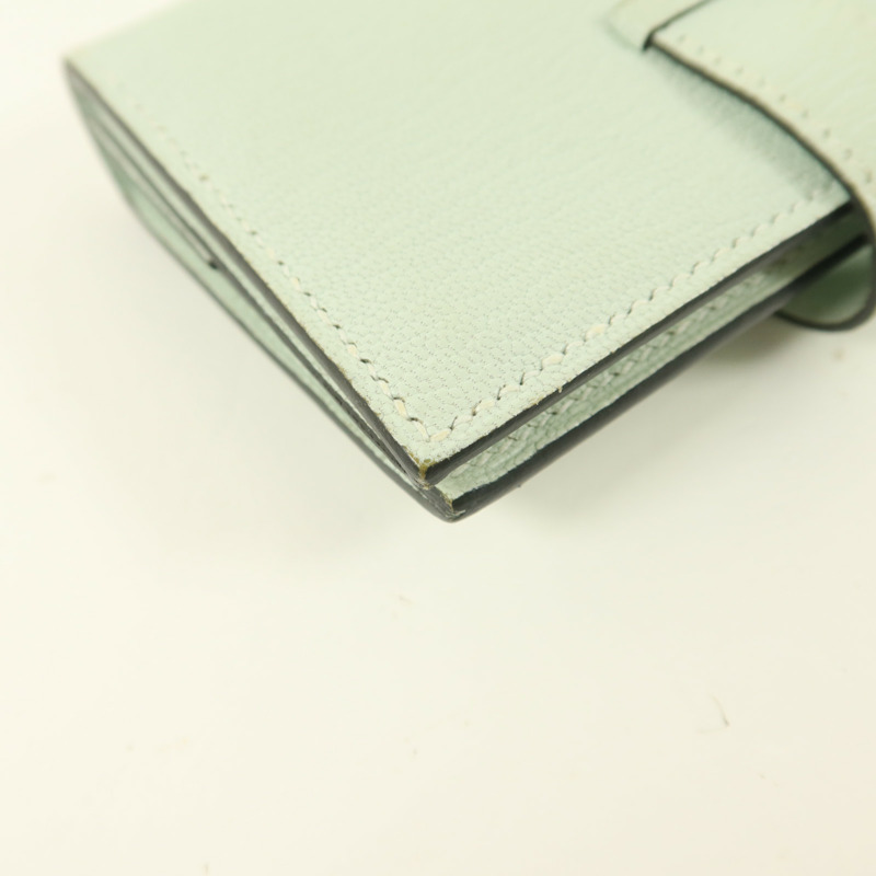 HERMES Chevre皮革Bearn Mini Wallet錢包Vert Peppermint-12