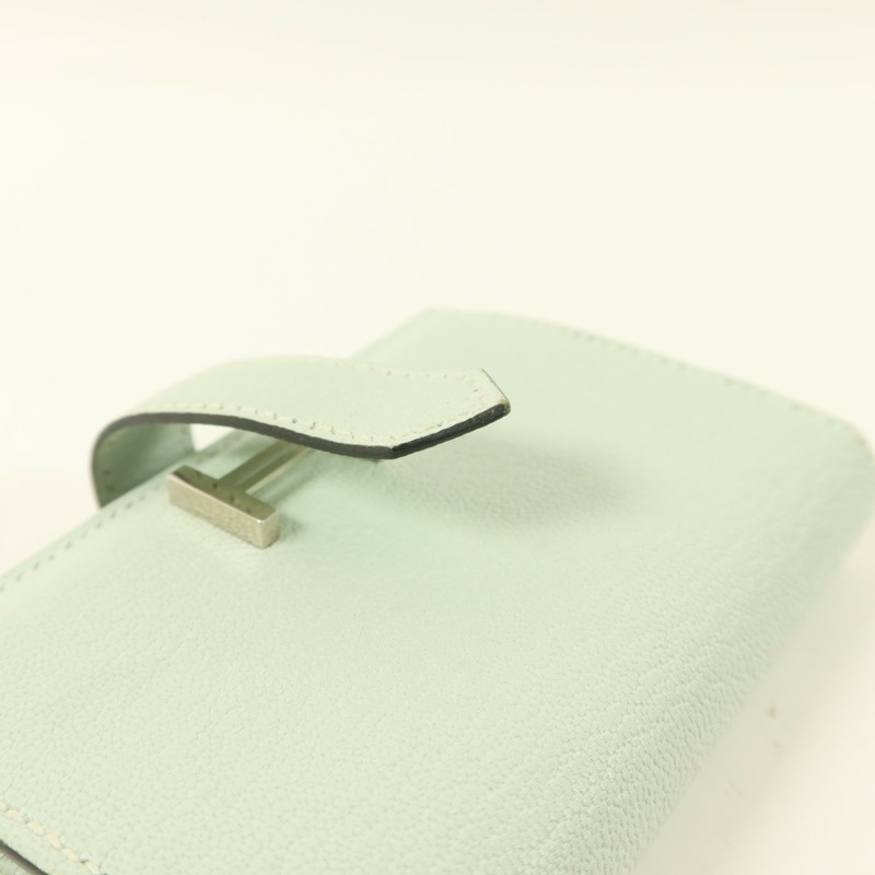 HERMES Chevre皮革Bearn Mini Wallet錢包Vert Peppermint-13